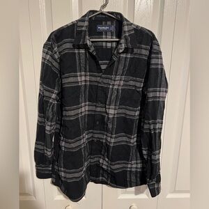 Abercrombie & Fitch Black and Gray Plaid Button-Down Shirt